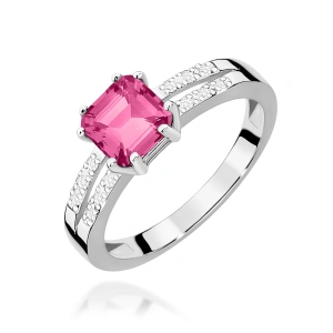 Pierścionek W0079 Różowy Topaz 1,10ct białe złoto 375