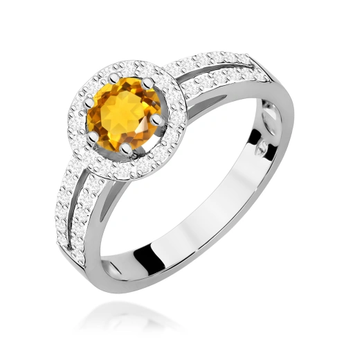 Pierścionek W0087 Cytryn 0,50ct białe złoto