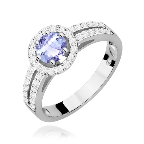 Pierścionek W0087 Tanzanit 0,50ct białe złoto 375