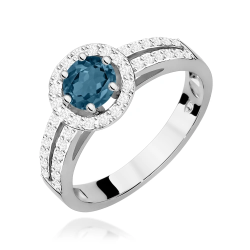 Gyűrű W0087 Topáz London Blue 0,50ct Fehér arany