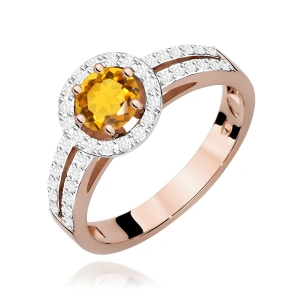 Pierścionek W0087 Cytryn 0,50ct różowe złoto