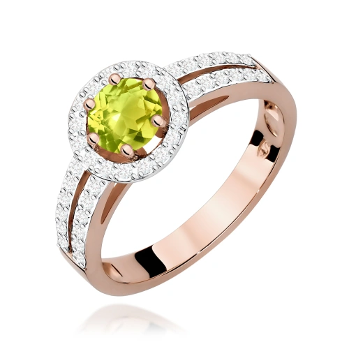 Žiedas W0087 Olivinas 0,60ct Rožinis auksas