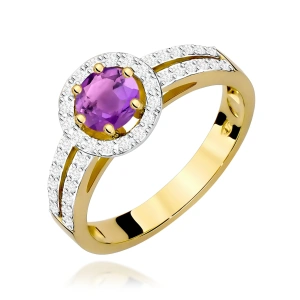 Pierścionek W0087 Ametyst 0,50ct żółte złoto