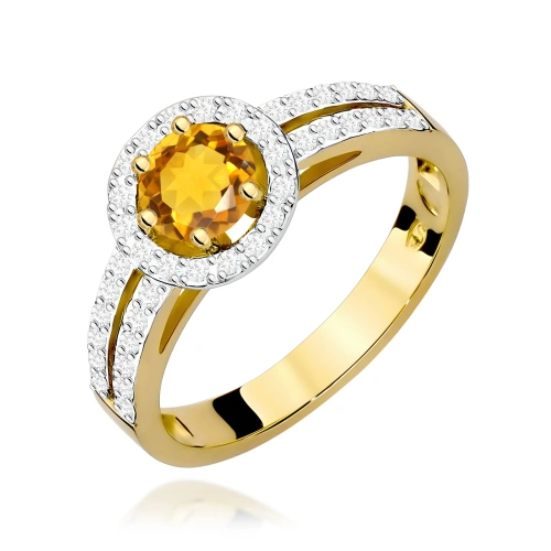 Pierścionek W0087 Cytryn 0,50ct żółte złoto 375