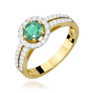 Pierścionek W0087 Szmaragd 0,50ct żółte złoto