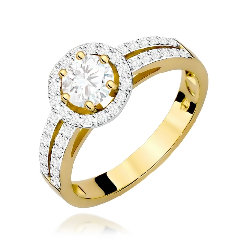Pierścionek W0087 Biały Szafir 0,60ct żółte złoto 375