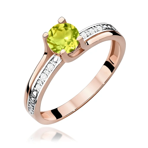 Žiedas W0106 Olivinas 0,60ct Rožinis auksas