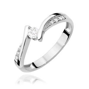 Pierścionek W0177 Diament 0,13ct białe złoto 375