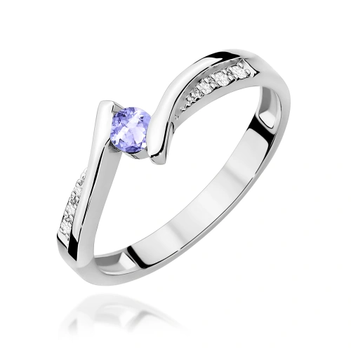 Pierścionek W0177 Tanzanit 0,15ct białe złoto 375