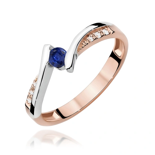 Pierścionek W0177 Szafir 0,15ct różowe złoto