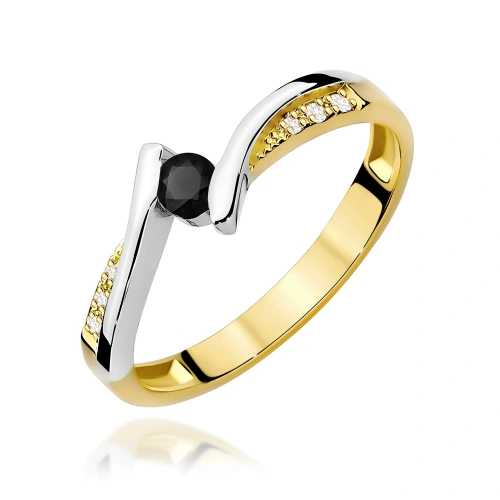 Bague W0177 Diamant noir 0,12ct Or jaune