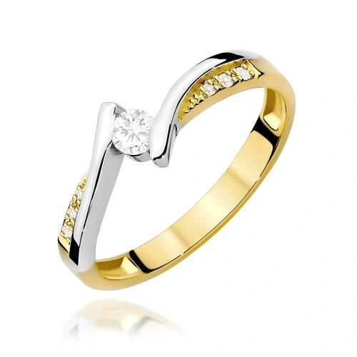 Pierścionek W0177 Diament 0,13ct Żółte złoto 375
