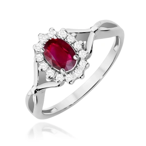 Pierścionek W0182 Rubin 0,60ct białe złoto 375