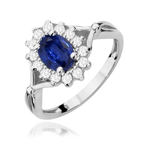 Inel W0182 Safir 0,90ct Aur alb 375