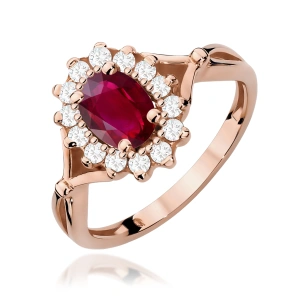 Pierścionek W0182 Rubin 1,00ct różowe złoto