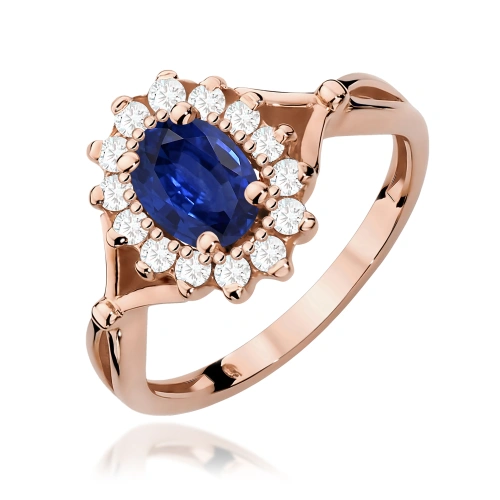 Pierścionek W0182 Szafir 0,90ct różowe złoto