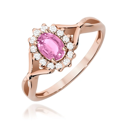 Pierścionek W0182 Różowy Szafir 0,45ct różowe złoto