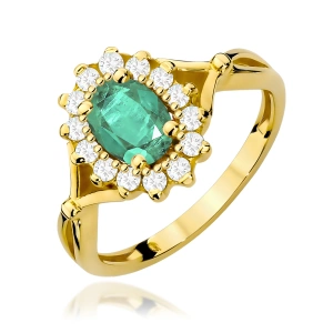 Pierścionek W0182 Szmaragd 0,80ct żółte złoto 375