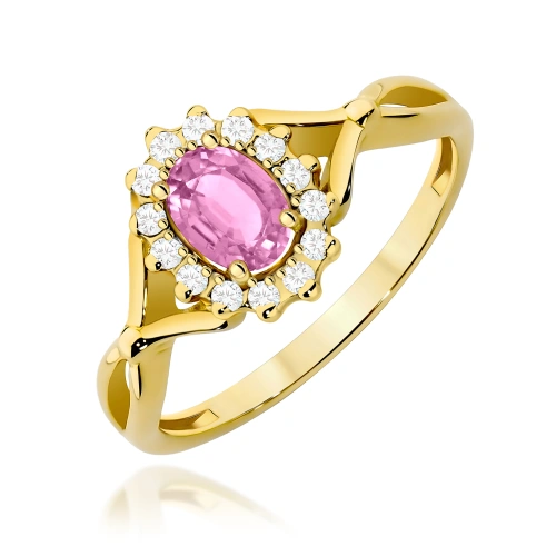 Pierścionek W0182 Różowy Szafir 0,45ct żółte złoto 375