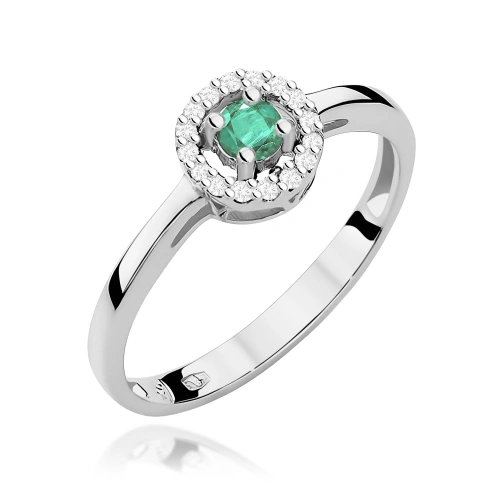 Pierścionek W0238 Szmaragd 0,15ct białe złoto