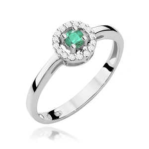 Pierścionek W0238 Szmaragd 0,15ct białe złoto 375