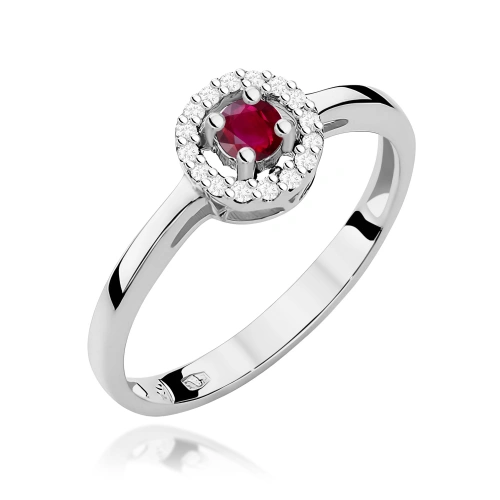 Pierścionek W0238 Rubin 0,15ct białe złoto 375