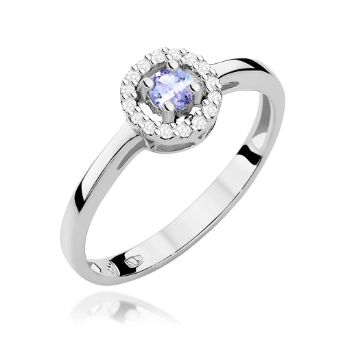 Pierścionek W0238 Tanzanit 0,15ct białe złoto