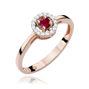Pierścionek W0238 Rubin 0,15ct różowe złoto