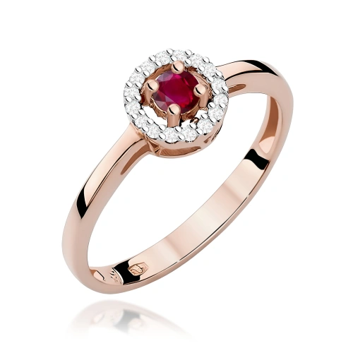 Pierścionek W0238 Rubin 0,15ct różowe złoto