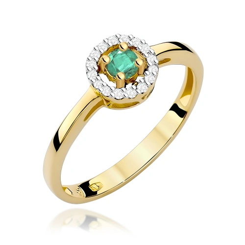 Pierścionek W0238 Szmaragd 0,15ct żółte złoto 375