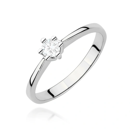 Pierścionek W0256 Diament 0,15ct białe złoto 375