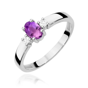 Pierścionek W0264 Ametyst 0,40ct białe złoto 375