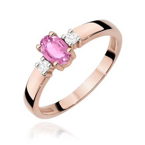 Pierścionek W0264 Różowy Szafir 0,45ct różowe złoto