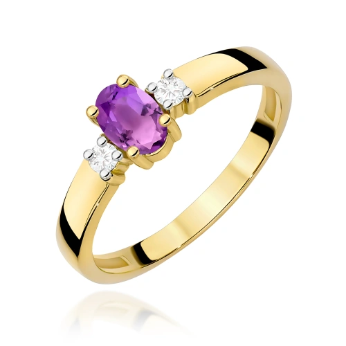 Pierścionek W0264 Ametyst 0,40ct żółte złoto 375