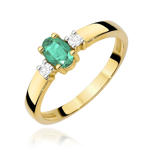 Pierścionek W0264 Szmaragd 0,40ct żółte złoto 375