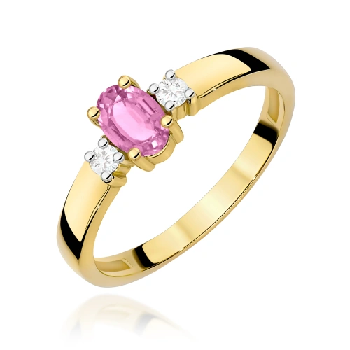 Pierścionek W0264 Różowy Szafir 0,45ct żółte złoto 375