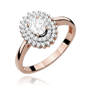 Pierścionek W0303 Diament Laboratoryjny 0,40ct różowe złoto