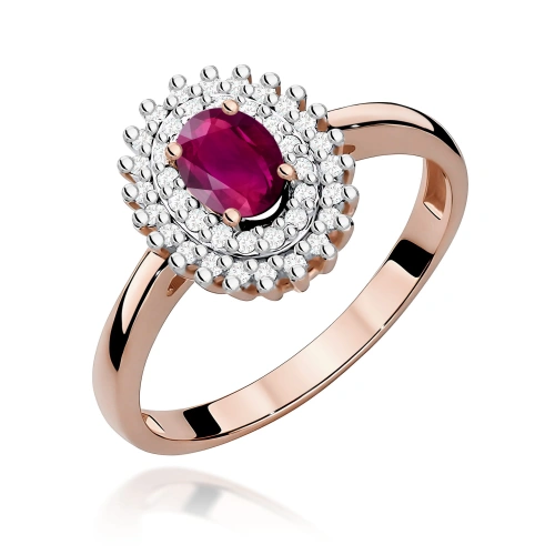 Pierścionek W0303 Rodolit 0,50ct różowe złoto