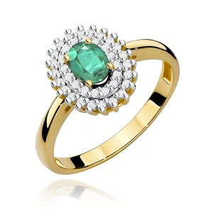 Pierścionek W0303 Szmaragd 0,40ct żółte złoto