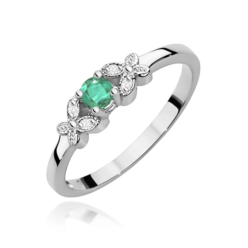 Ring W0414 Smaragd 0,15ct Weißgold