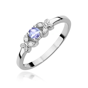 Pierścionek W0414 Tanzanit 0,15ct białe złoto 375