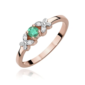 Pierścionek W0414 Szmaragd 0,15ct różowe złoto