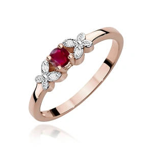 Pierścionek W0414 Rubin 0,15ct różowe złoto