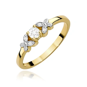 Pierścionek W0414 Diament 0,10ct żółte złoto