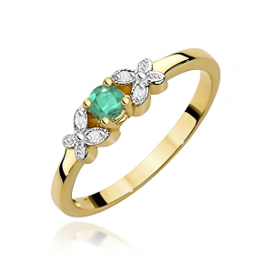 Pierścionek W0414 Szmaragd 0,15ct żółte złoto 375