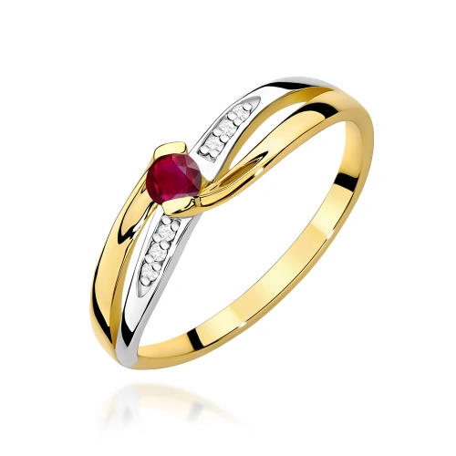 Pierścionek W0415 Rubin 0,15ct żółte złoto