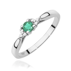 Pierścionek W0428 Szmaragd 0,15ct białe złoto 375