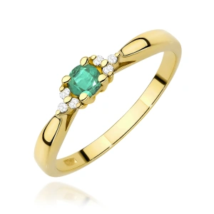 Pierścionek W0428 Szmaragd 0,15ct żółte złoto