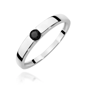 Pierścionek W0432 Czarny Diament 0,12ct białe złoto 375