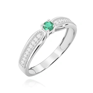 Pierścionek W0449 Szmaragd 0,15ct białe złoto